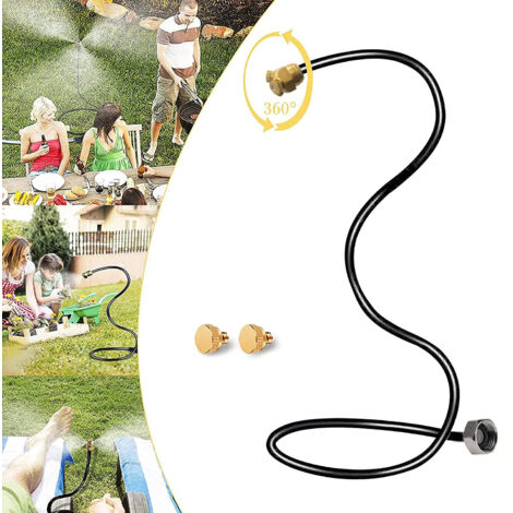Nebulizzatore a tubo per patio esterno, nebulizzatore flessibile portatile per raffreddamento esterno, sistema di nebulizzazione a tubo per giardino, bagno per uccelli, nebulizzazione d'acqua, nero