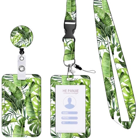 Neck Badge Holder with Card Holder, Lanyard Neck Strap with Swivel Lobster Clasp - For ID Badge Holder, Keys, Camera, Cell Phone (Style 1)