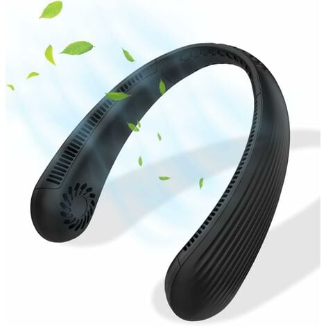 Neck Fan, 3 Speed Quiet Bladeless Portable Neck Fan, Mini USB Rechargeable, Suitable for Office, Family Travel, Outdoor Sports-Black