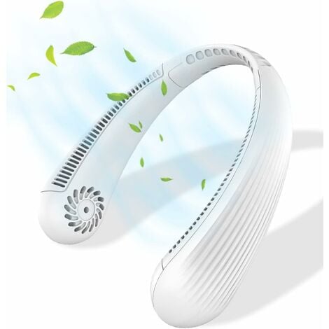 Neck Fan, 3 Speed Quiet Bladeless Portable Neck Fan, Mini USB Rechargeable, Suitable for Office, Family Travel, Outdoor Sports-White
