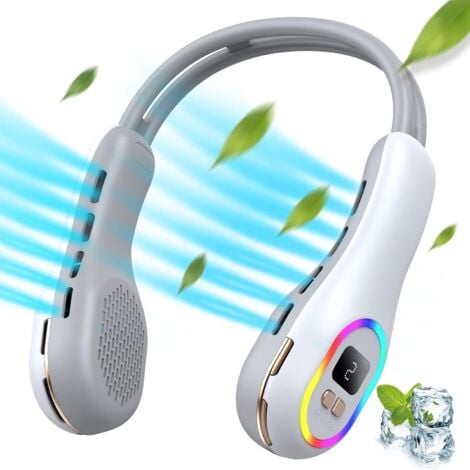 ERHOPE Neck Fan, Fast Charging Portable Neck Fan with Light Rechargeable Mini Fan USB Neck Fan for Women Men Outdoor Home Sports Travel - White