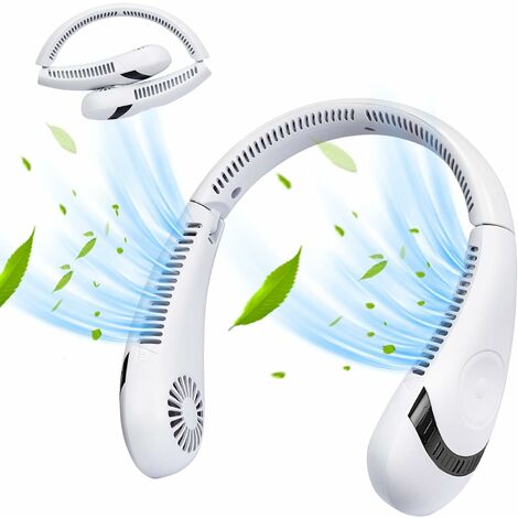 Neck Fan, Portable Handsfree Hang Neck Fan, 5000mAh Rechargeable Battery, 3 Speed Adjustment, Foldable Personal Fan Mini Portable Bladeless Neck Fan for Women Men Travel Home Office