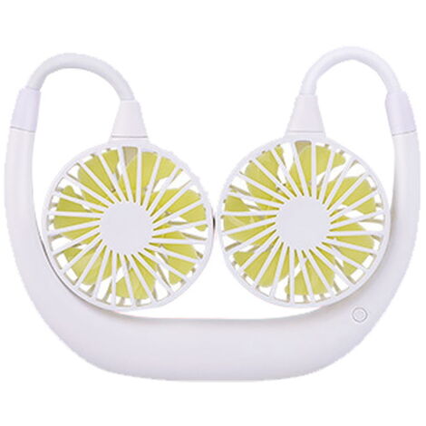Neck Fan Portable USB Rechargeable Fan Personal Fan Wearable With Dual Heads For Travel Outdoor Office White