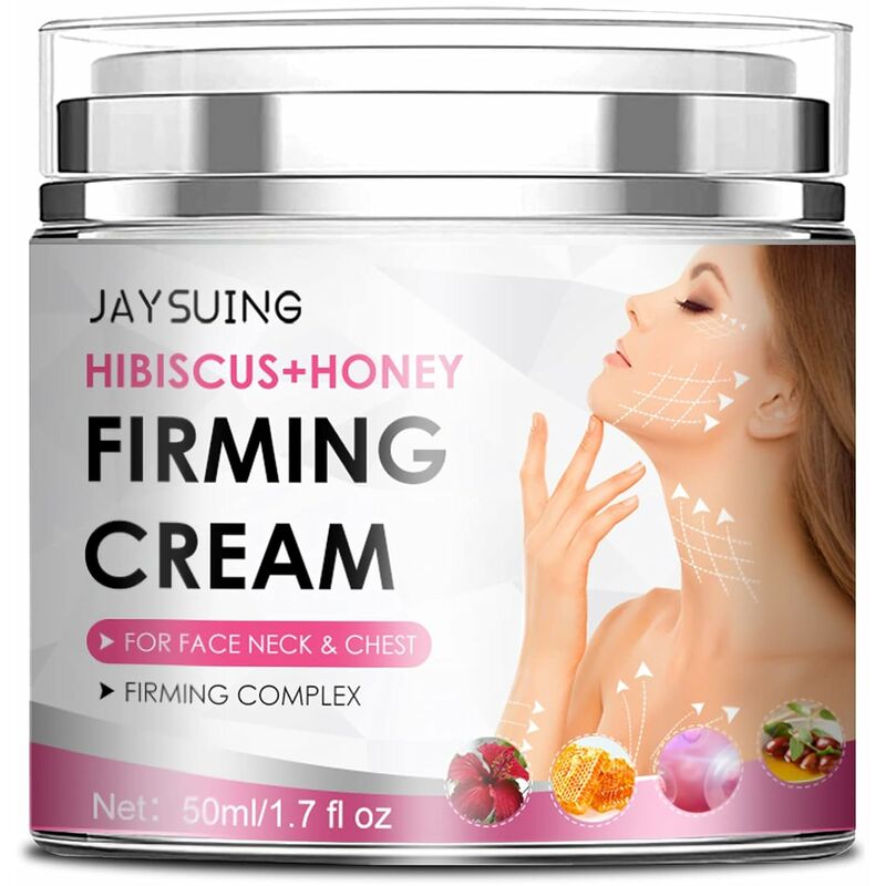 Image of Neck Firming Cream, Hibiscus & Honey Firming Cream, Face & Body Firming Cream, Anti-Wrinkle Face Moisturizer with Collagen for Fine Lines - 1.7 oz 50