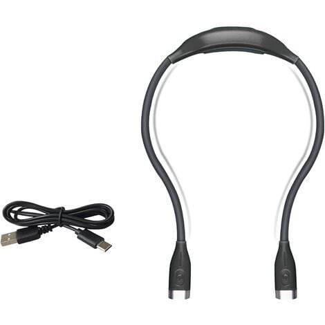 Neck Reading Light with 3 Adjustable Brightness Levels 4 LED Night Lamp USB Rechargeable Cable