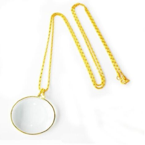 Necklace with 6X Optical Magnifier and 35.4 Inch Gold Chain