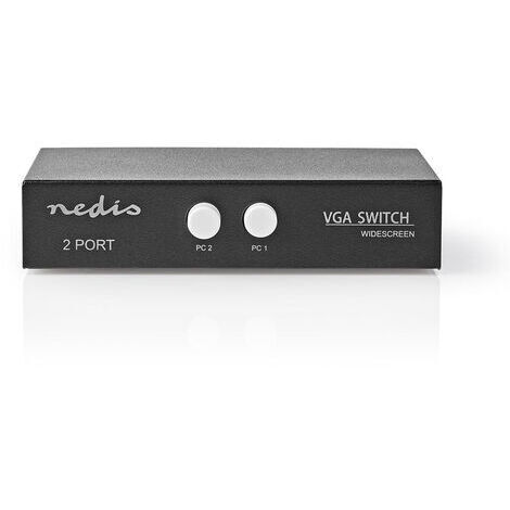 Nedis 2 Puertos | Conmutador VGA | Negro NE550703406