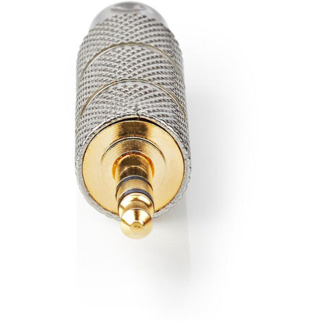 Nedis Adaptador de audio estéreo  3.5 mm macho  6,35 mm hembra  Chapado en oro  Recto  Metal  Metal / Oro  1 uds.  Caja de ventana NE550744697