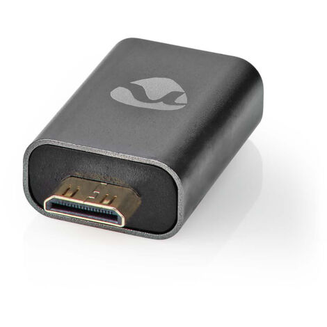 Nedis Adaptador HDMI™  HDMI Macho / Mini conector HDMI ™  HDMI Hembra / Salida HDMI ™  Chapado en oro  Recto  Aluminio  Gunmetal  1 uds.  Caja de ventana NE550744701