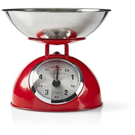 NEDIS Balance de cuisine rétro Analogique Métal Rouge 5kg Max - Rouge