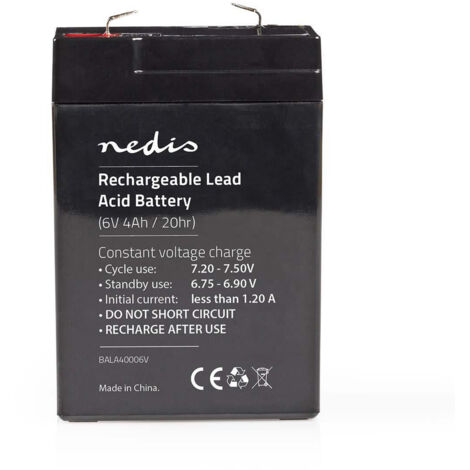 Nedis Batería Recargable de Plomo-Ácido de 6 V 4000 mAh 70 x 47 x 101 mm NE550677747