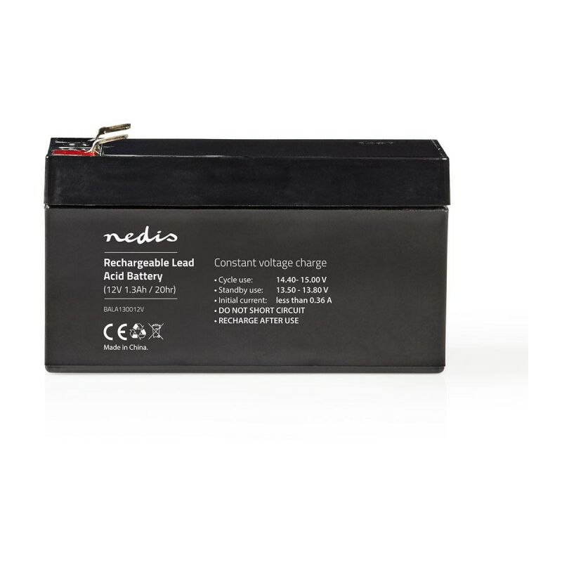Nedis - Batterie au Plomb-acide 12V 1 300 mAh 97 x 43 x 52 mm
