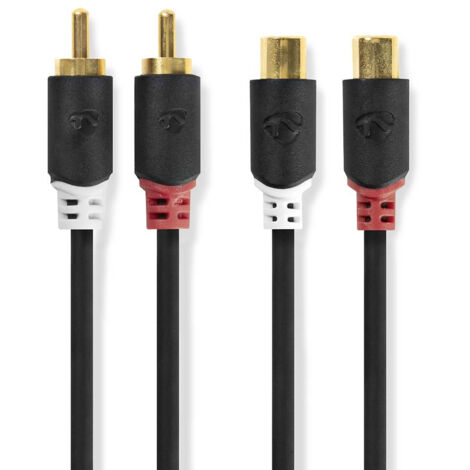 NEDIS Câble Audio Stéréo  2x RCA Mâles - 2x RCA Femelles  2,0 m  Anthracite