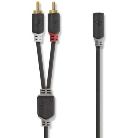 NEDIS Câble Audio Stéréo  2x RCA Mâles - 3,5 mm Femelle  0,2 m  Anthracite