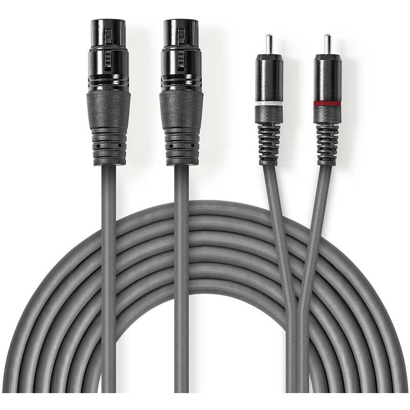 

Nedis Cable de audio XLR | 2x XLR de 3 pines hembra - 2x RCA macho | 1,5 m | Gris NE550686216