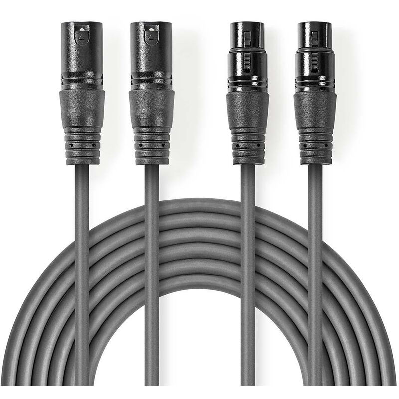 

Cable de Audio XLR Compensado | 2x XLR de 3 Pines Macho - 2x XLR de 3 Pines Hembra | 3,0 m | Gris NE550686203 - Nedis