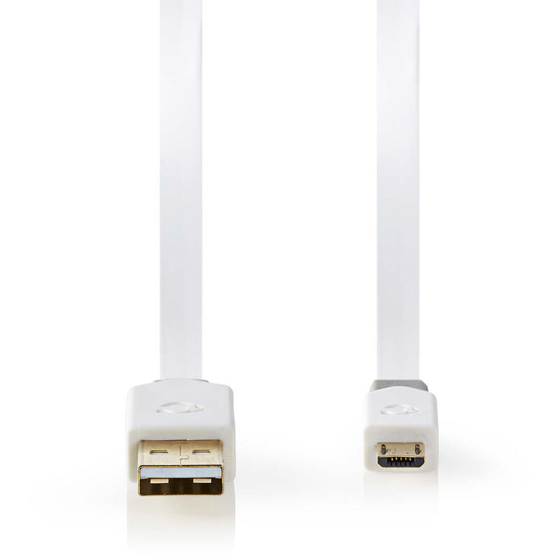 

Cable USB 2.0 Plano | A Macho - Micro B Macho | 1,0 m | Blanco NE550673882 - Nedis