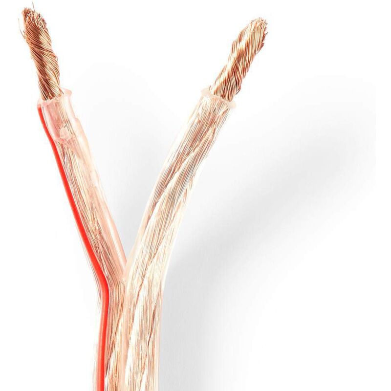 Câble haut parleur 2x 6.00 mm² CCA 25.0 m Rond PVC Transparent Emballage