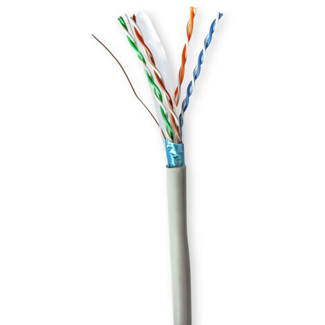 Nedis CAT6 Netzwerkkabel Rolle / Solid / F/UTP / CCA / 100 m / Innen / Rund / PVC / Grau / Pull Box - ausziehbar