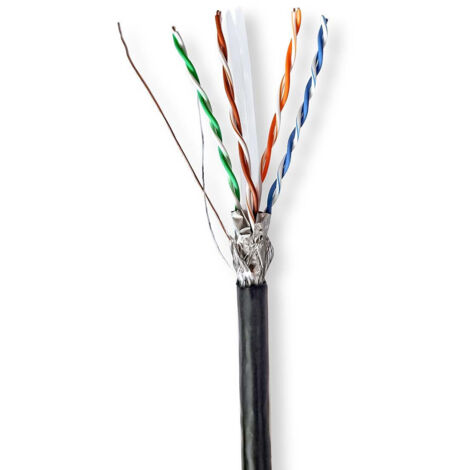 Nedis CAT6 Netzwerkkabel Rolle / Solid / S/FTP / CCA / 305 m / Aussenbereich / Rund / PE / Schwarz / Pull Box - ausziehbar