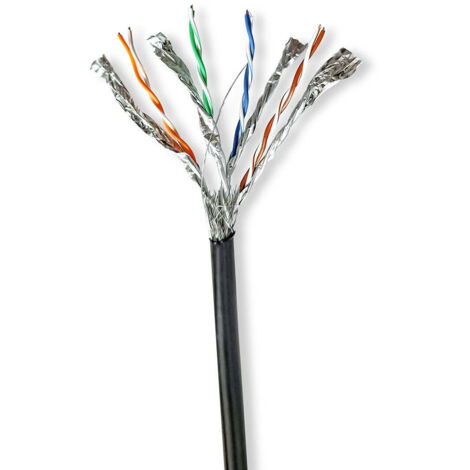 Nedis CAT7-Netzwerkkabel-Rolle / Solid / S/FTP / Kupfer / 100 m / Aussenbereich / Rund / PE / Schwarz / Pull Box - ausziehbar