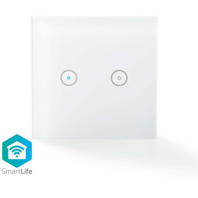 Nedis - Interrupteur mural smartlife double wifi 1000w WIFIWS20WT