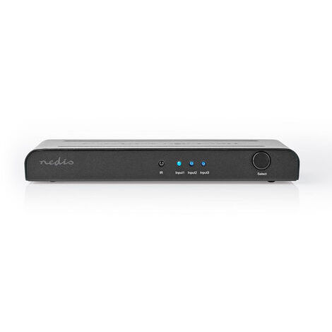 Nedis Conmutador HDMI ™ Conmutador HDMI ™  3-Port  3 entradas HDMI ™  1x Salida HDMI ™  4K@60Hz  18 Gbps  Controlado a Distancia  Metal  Antracita 3-Port 1.00 m