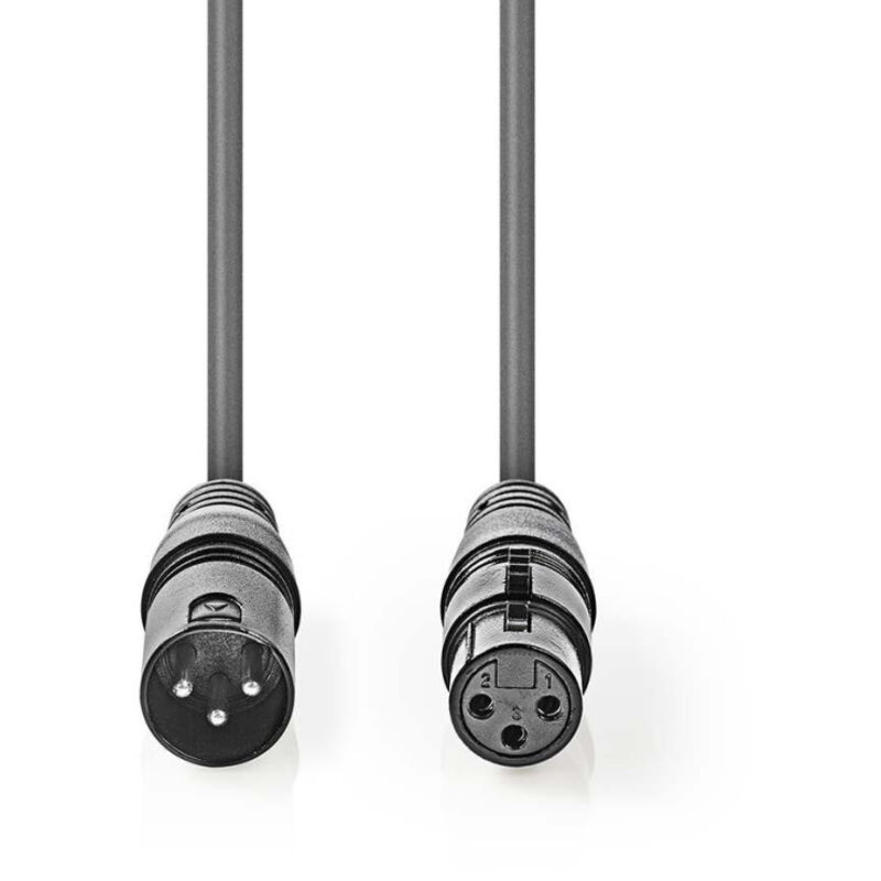 Nedis - Modèle : Câble audio optique xlr 3-Pin Mâle xlr 3-Pin Femelle Plaqué nickel 10.0 m Rond pvc Gris Foncé Boîte