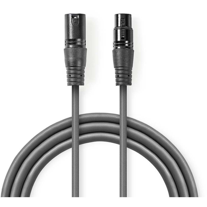 Nedis - Câble audio optique xlr 3-Pin Mâle xlr 3-Pin Femelle Plaqué nickel 1.50 m Rond pvc Gris Foncé Manchon en Carton