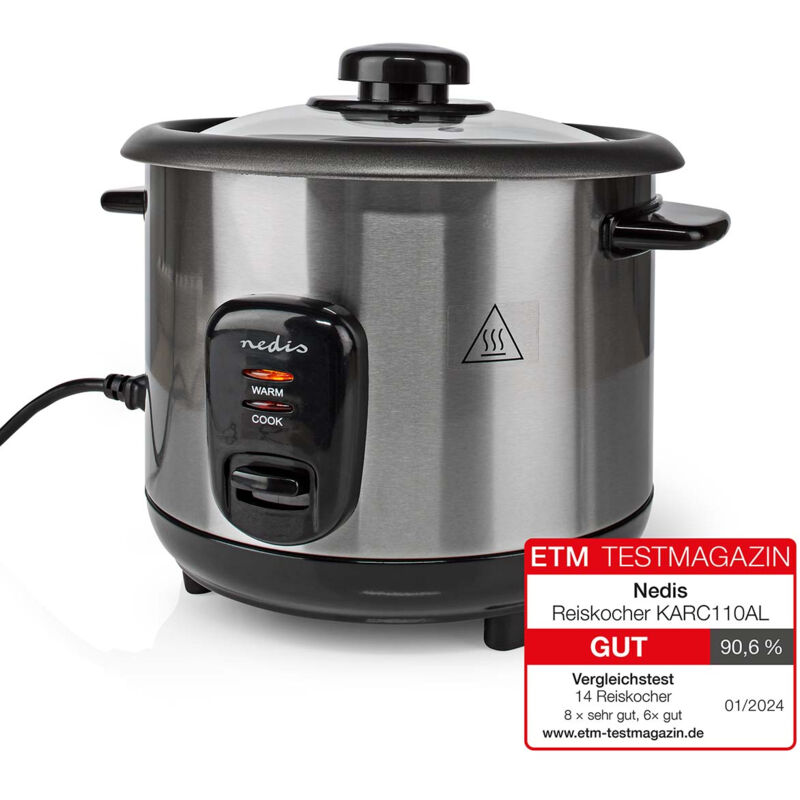 Cuiseur à riz 1 l 400 w revêtement antiadhésif bol amovible arrêt automatique Nedis