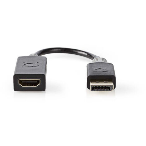 Nedis Displayport-Kabel / DisplayPort Stecker / HDMI Stecker / 4K@30Hz / Vergoldet / 0.20 m / rund / PVC / Anthrazit / Verpackung mit Sichtfenster