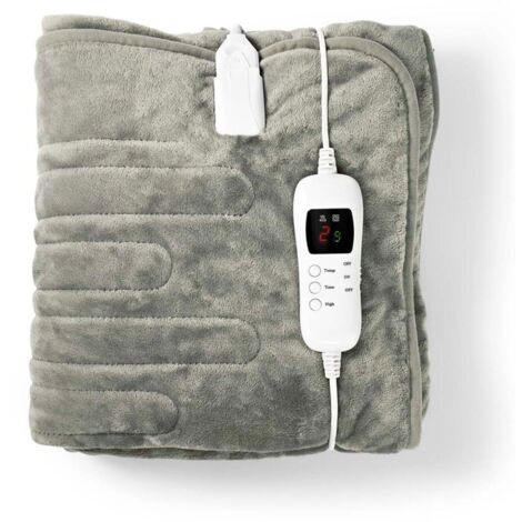 Nedis Elektrische Heizdecke Grau Fleece Wärmeunterbett Kuschel Abschaltautomatik