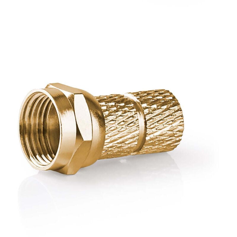 F stecker gerade mannlich vergoldet 75 ohm twist on kabeleingang durchmesser 55 mm kupfer metall 2 stk kartonbox mit sichtfenster 38750399 38750399