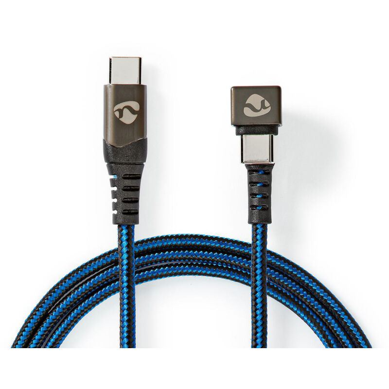 Nedis - Modèle du produit : Câble usb 2.0 usb-c Mâle usb-c Mâle 480 Mbps Plaqué or 2.00 m Rond Nylon / Tressé Bleu / Noir Sachet avec Fenetre