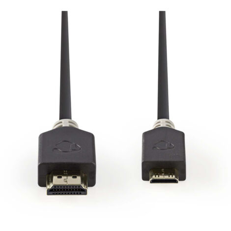Nedis High Speed HDMI ™ Kabel mit Ethernet / HDMI™ Stecker / HDMI™ Mini Stecker / 4K@60Hz / 18 Gbps / 2.00 m / Rund / PVC / Anthrazit / Verpackung mit Sichtfenster