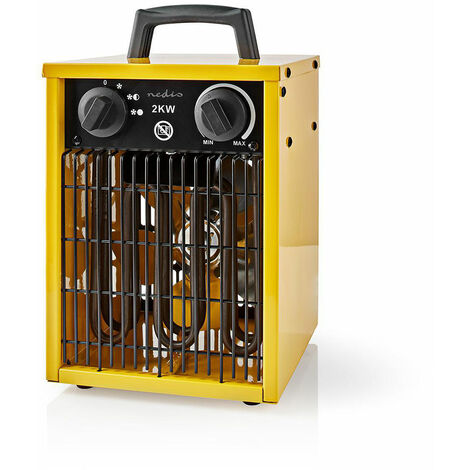 Nedis Industrie Heizlüfter Elektroheizer 1000/2000 W Verstellbares Thermostat 2 Wärmeeinstellungen Heizgebläse gelb H 31 cm