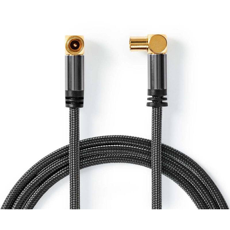 Koaxialkabel iec koax stecker iec koax buchse vergoldet 75 ohm vier schirme 500 m rund baumwolle grau grau mit metall karton mit sichtfenster