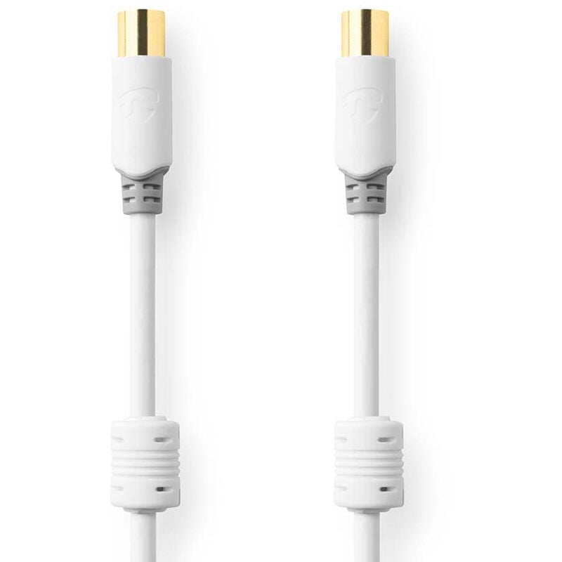 Koaxialkabel iec koax stecker iec koax buchse vergoldet 100 db 75 ohm doppelt geschirmt 100 m rund pvc wei verpackt