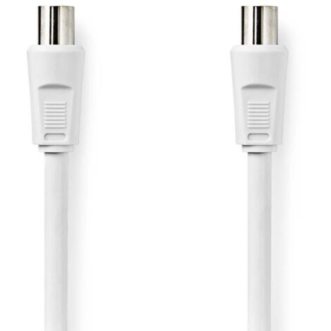 Nedis Koaxial Kabel / IEC (Coax) Stecker / IEC (Coax) Stecker / Vernickelt / 90 dB / 75 Ohm / Doppelt geschirmt / 3.00 m / Rund / PVC / Weiss / Label