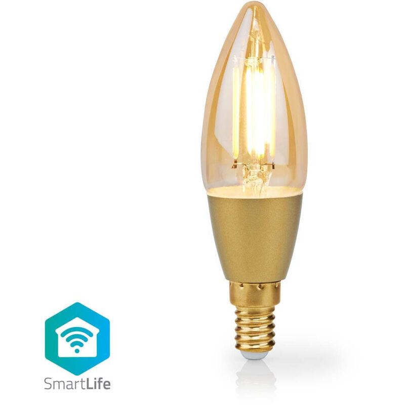 Nedis SmartLife LED Filament Bulb | E14 | 470 lm | 4.9 W | Warm White | 1800 - 3000 K | Glass | Android™ / IOS | Candle | 1 pcs