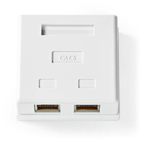 Nedis Netzwerk-Wanddose / Oberflächenmontage / 2-Port port(s) / STP CAT6 / Gerade / Buchse / Vergoldet / PVC / Weiss / Box