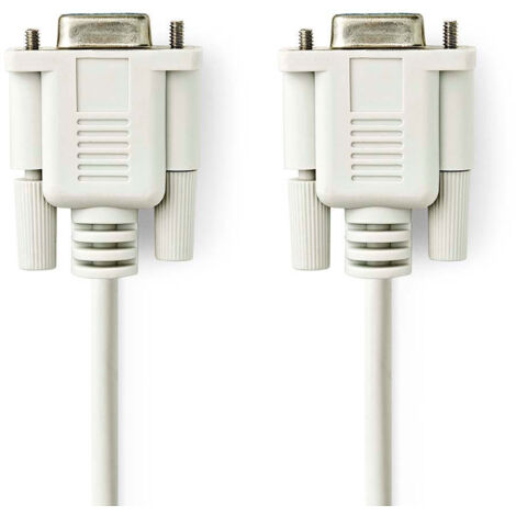 Nedis Nullmodemkabel / D-SUB 9-Pin-Buchse / D-SUB 9-Pin-Buchse / Vernickelt / 2.00 m / Rund / PVC / Elfenbein / Label
