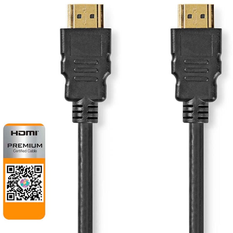 Premium high speed hdmi kabel mit ethernet hdmi stecker hdmi stecker 4k60hz 18 gbps 200 m rund pvc schwarz kunststoffbeutel 41029043 41029043