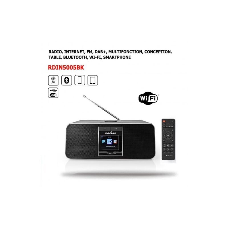 Radio Internet Bluetooth Wi-Fi fm, dab+ Multifonction Conception de Table, Smartphone Tablette, Ecran Couleur, AirMusic, Usb