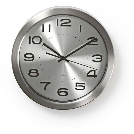 Nedis Reloj de Pared Circular | 30 cm de diámetro | Acero Inoxidable NE550671437
