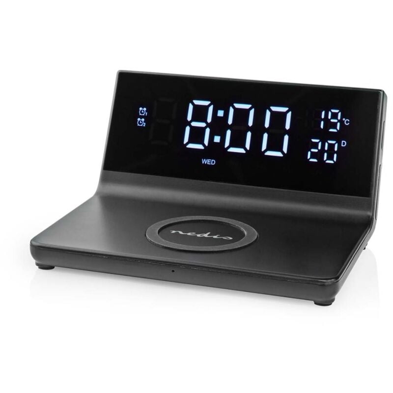 Nedis - Réveil WCACQ20BK avec chargeur sans fil Qi Noir