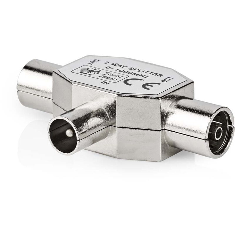 Satelliten - antennenadapter iec koax hane 2x koax hona nickel platerad 75 ohm t splitter metall silber 1 m abdeckung 38761600 38761600 38761600