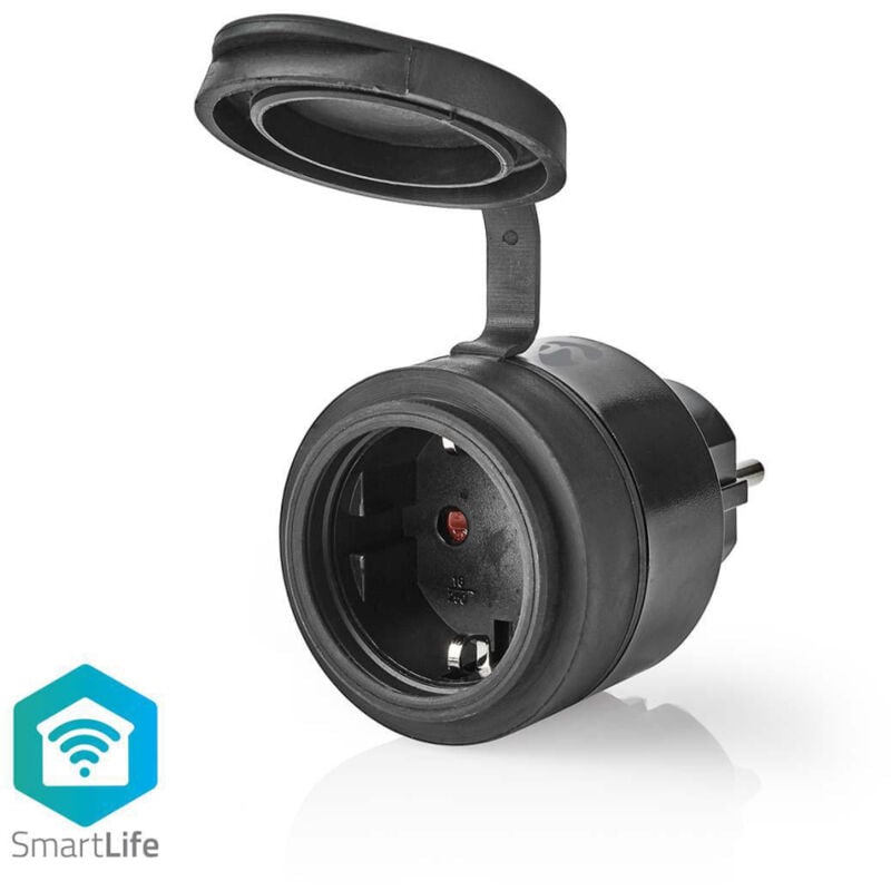 Nedis - Prise intelligente WIFIPO110FBK Smartlife Wifi IP44 3680W Noir