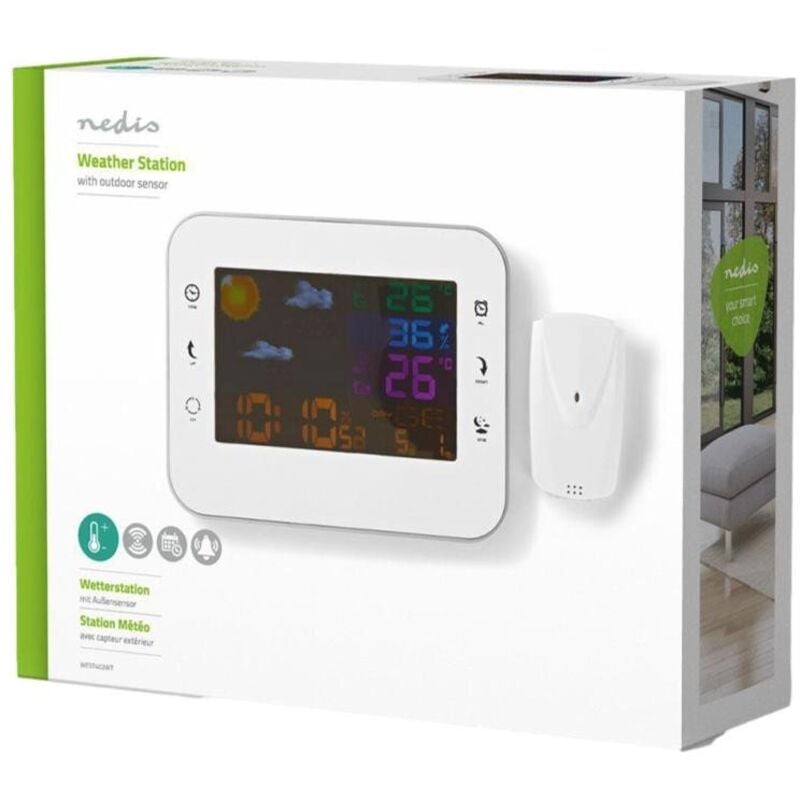 Nedis - Station meteo int/ext sans fil ecran couleur + capteur ext WEST402WT