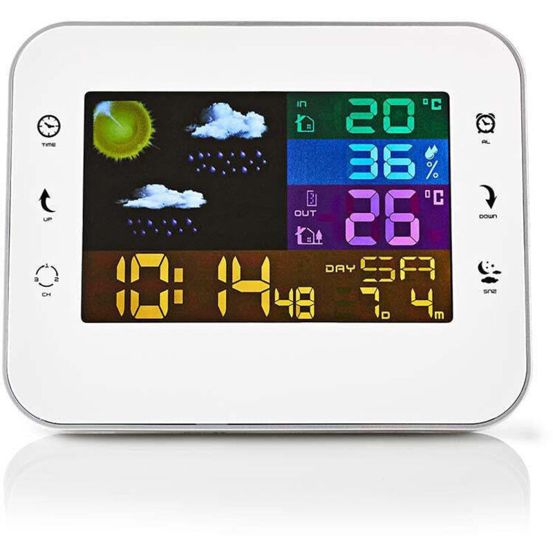 Nedis WEST402WT station météo numérique Blanc, Argent - Neuf